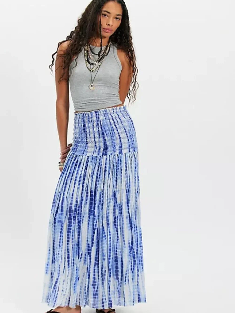 Free People Fp One Ravenna Tie Dye Convertible Maxi Skirt Smocked Dress M